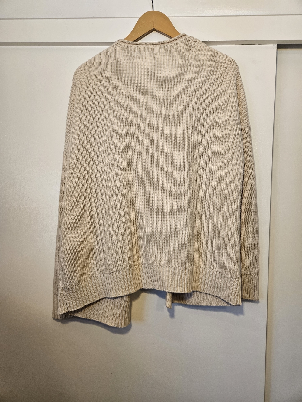 Universal Thread Cream Open-Front Ribbed Knit Cardigan with Pockets - Picture 2 of 5